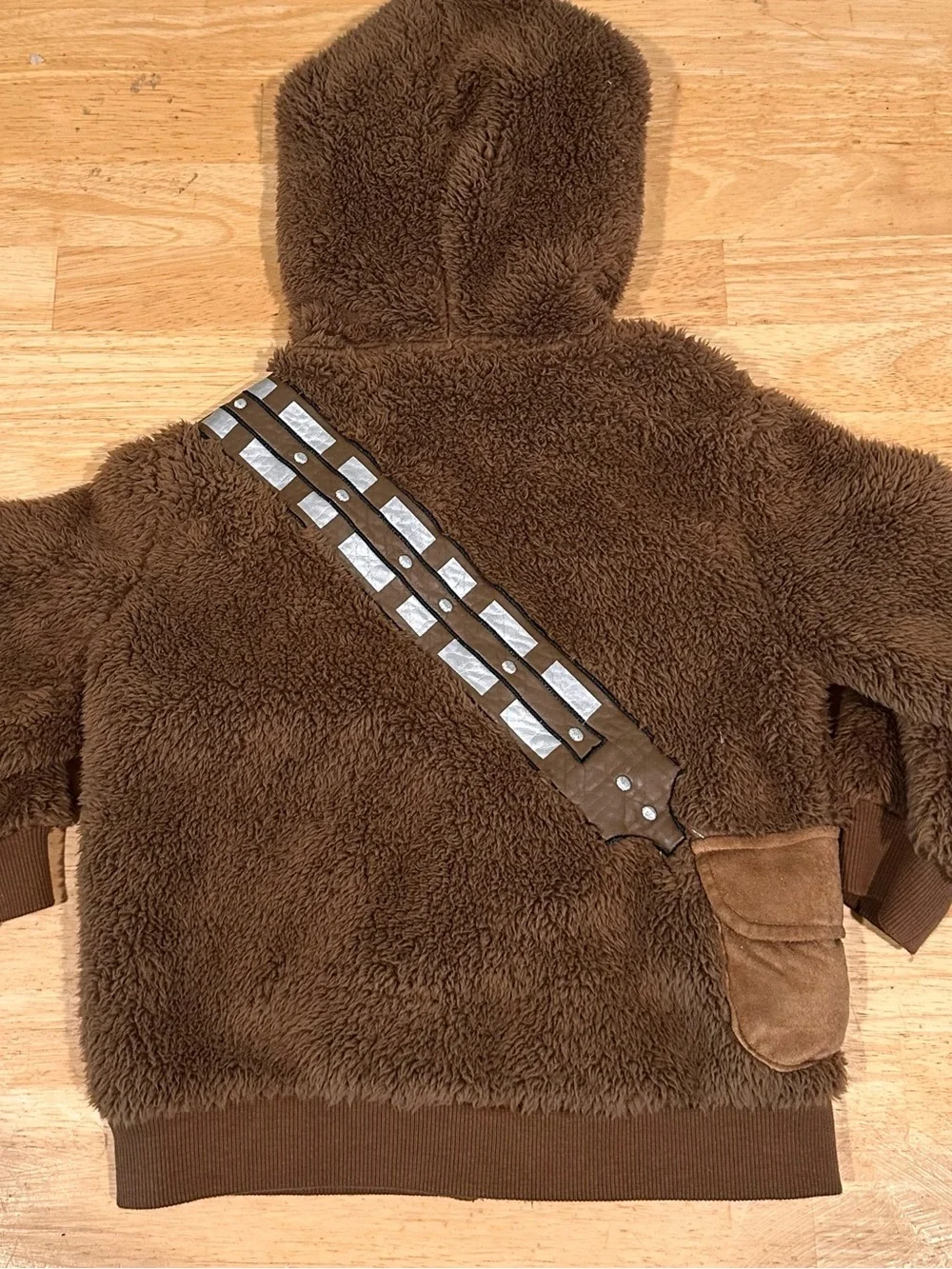 Disney Store Star Wars Chewbacca Brown Fur Zip Front Hoodie Jacket.